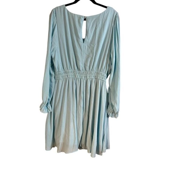 Torrid Dress 1X Blue Gauze Skater Boho Midi Woven Neutral Preppy Flowy Feminine - Picture 10 of 14